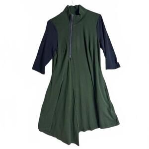 eshakti women's midi dress Asymmetrical Lagenlook Colorblock Mock neck Sz 18 1x